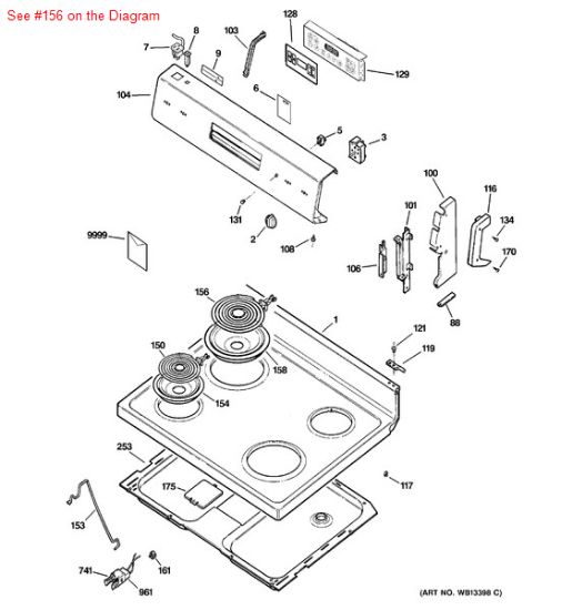 Picture of GE General Electric Hotpoint Sears Kenmore Range Stove Cook Top 8" SURFACE BURNER ELEMENT - 5 TURN - Part# WB03T10167