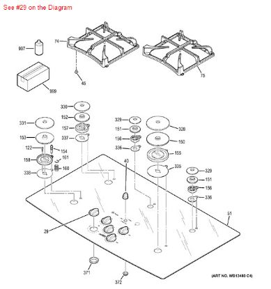 Picture of GE KNOB ASM - Part# WB03T10268