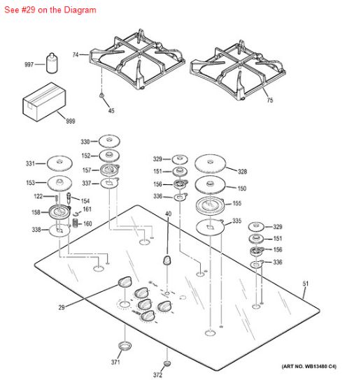 Picture of GE KNOB ASM - Part# WB03T10268