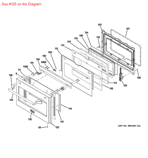 Picture of HINGE DOOR RT(48) - Part# WB10K10015