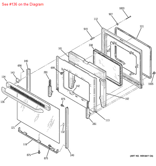 Picture of GE HANDLE (BK) - Part# WB15T10183