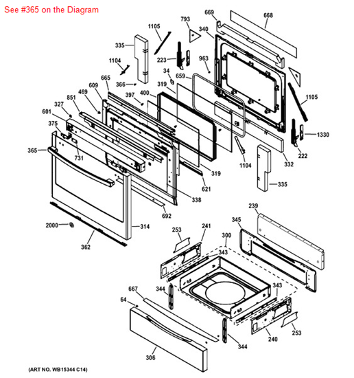 Picture of GE HANDLE AND END CAP ASM - Part# WB15T10222