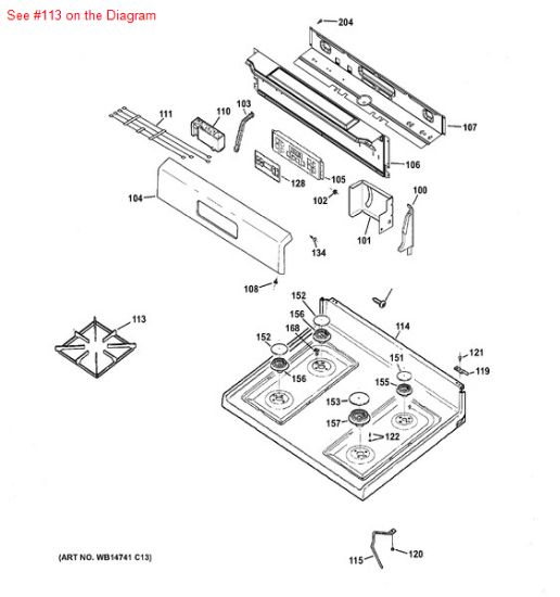 Picture of GE GRATE (BLK) - Part# WB31K10015