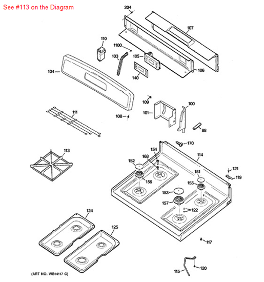 Picture of GE GRATE (TAUPE) - Part# WB31K10032