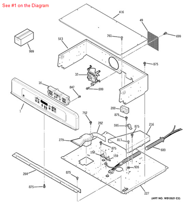 Picture of GE CONTROL PANEL ASM - Part# WB36T10550