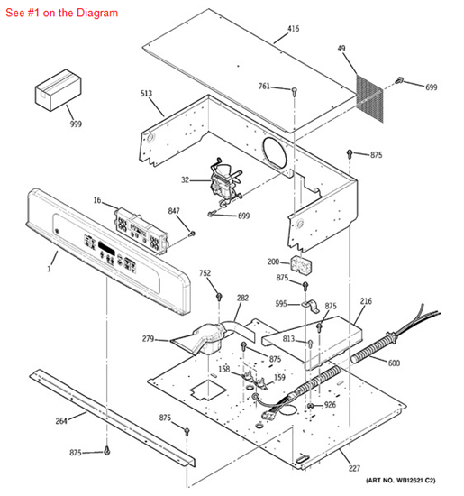 Picture of GE CONTROL PANEL ASM - Part# WB36T10550