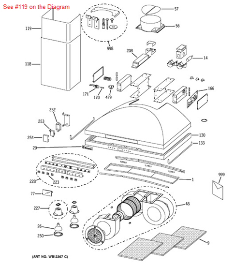 Picture of GE UPPER DUCT EXT.FOR VENT - Part# WB38X10134
