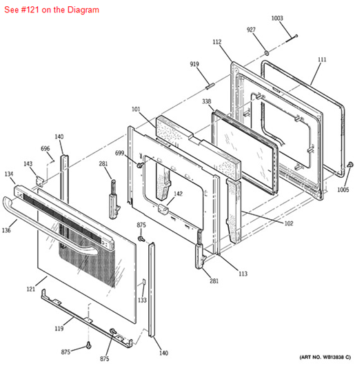 Picture of GE GLASS OVN DR (BK) - Part# WB56T10179