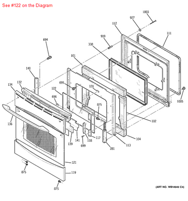 Picture of GE GLASS OVN DR INR OS1 - Part# WB57T10233