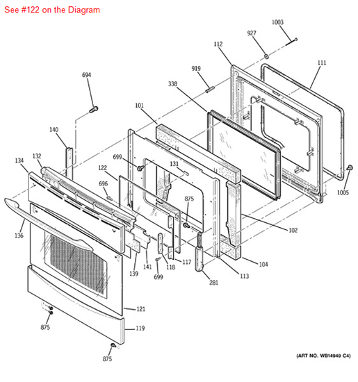 Picture of GE GLASS OVN DR INR OS1 - Part# WB57T10233