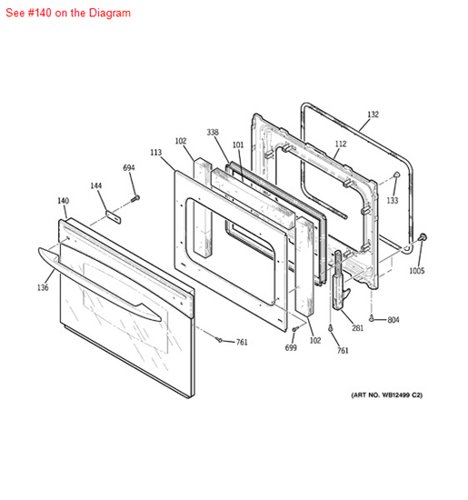 Picture of GE DOOR OTR ASM 30 (BK) - Part# WB57T10277
