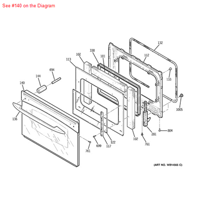 Picture of GE DOOR OTR ASM 30 (BK) - Part# WB57T10346