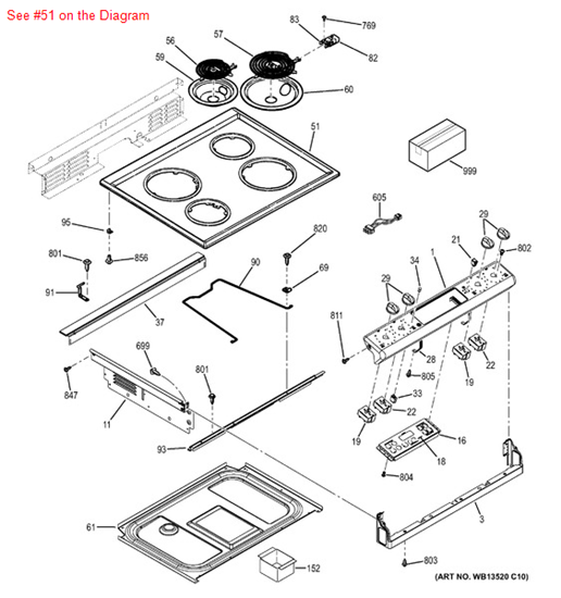 Picture of GE MAINTOP - Part# WB62T10427