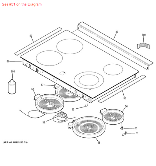 Picture of GE MAINTOP GLASS ASY - Part# WB62X25966