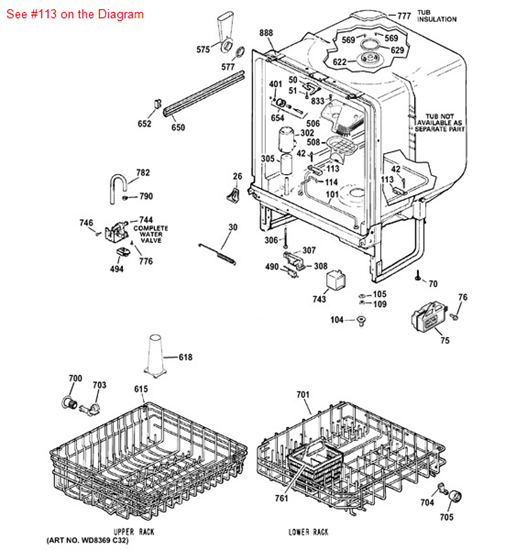 Picture of GE SUPPORT CALROD ASSY - Part# WD01X10086