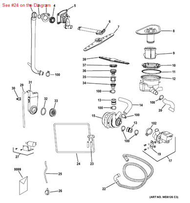 Picture of GE HEATING ELEME E03 - Part# WD05X10007