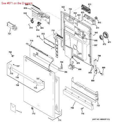 Picture of GE General Electric Hotpoint Sears Kenmore Dishwasher DISPENSER CAP ASSEMBLY - Part# WD12X10236