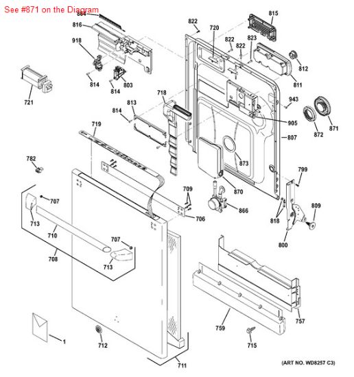 Picture of GE General Electric Hotpoint Sears Kenmore Dishwasher DISPENSER CAP ASSEMBLY - Part# WD12X10236