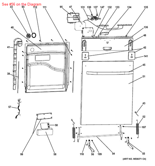 Picture of HINGE ASM & SCREWS LH - Part# WD14X10028