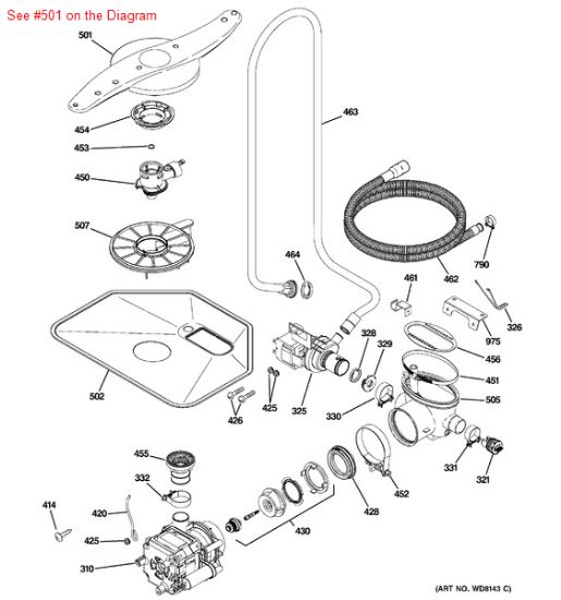 Picture of GE ARM SPRAY LOW ASM - Part# WD22X10035