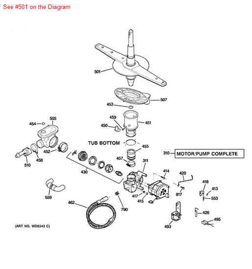 Picture of GE SPRAY ARM WELD - Part# WD22X10054