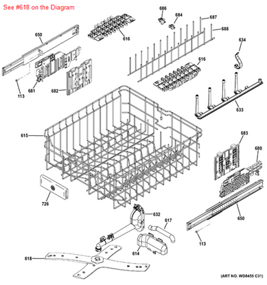 Picture of GE ARM SPRAY MID ASM - Part# WD22X20189