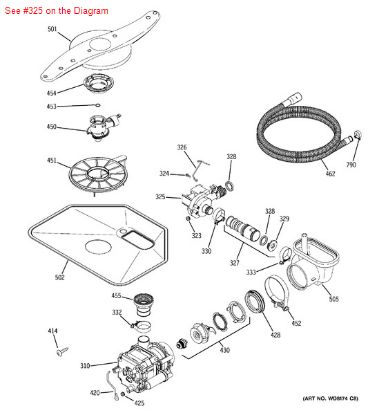 Picture of GE General Electric RCA Hotpoint Sears Kenmore Dishwasher Drain Pump and Motor Mechanism Assembly - Part# WD26X10023