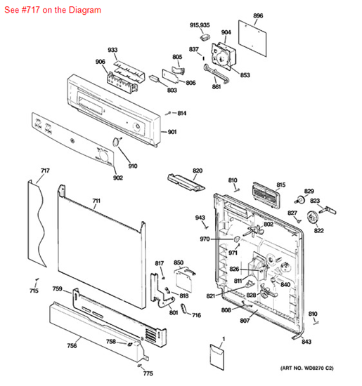Picture of GE COVER FRONT - LONG BK - Part# WD27X10255