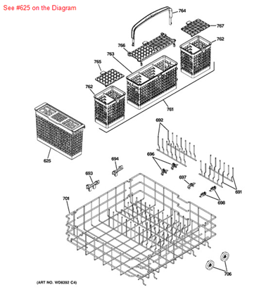 Picture of GE BASKET SMALL ITEMS ASM - Part# WD28X10120