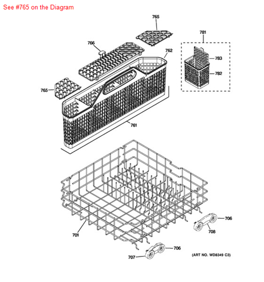 Picture of GE LID BASKET - Part# WD28X10236