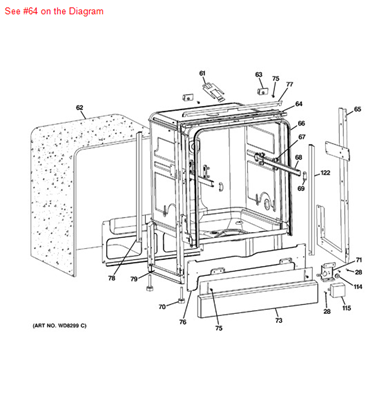Picture of GE UPPER FRONT BRACE BK - Part# WD30X10024