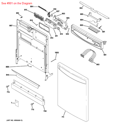 Picture of GE ESCUTCHEON BOWED SS ASM - Part# WD34X11233