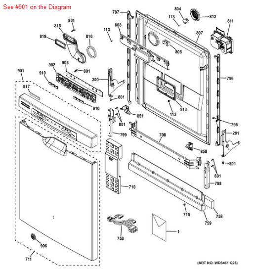 Picture of GE PANEL CONTROL ASM - Part# WD34X11830