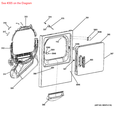 Picture of GE INNER DOOR ASM WHITE - Part# WE10X20418