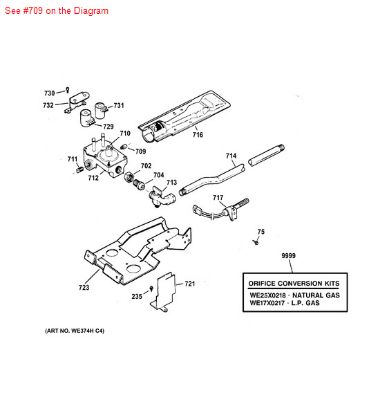 Picture of GE ORIFICE MAIN - Part# WE1X1148