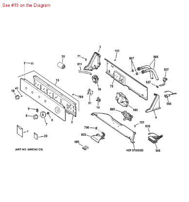 Picture of GE KNOB & CLIP - Part# WH01X10140
