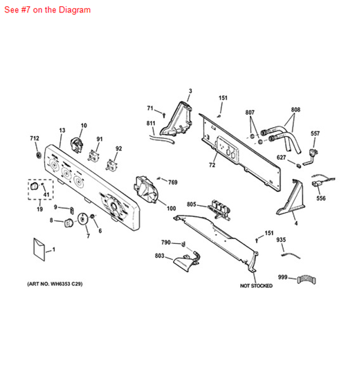 Picture of GE DIAL ASM - Part# WH11X10048