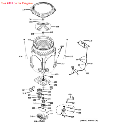 Picture of GE HOSE PRESSURE - Part# WH41X24395