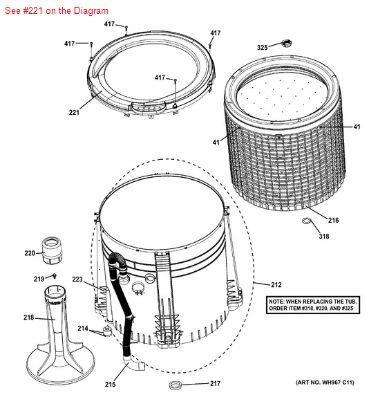 Picture of GE General Electric Hotpoint RCA Sears Kenmore Clothes Washer Washing Machine TUB COVER ASM 27" - Part# WH44X10286