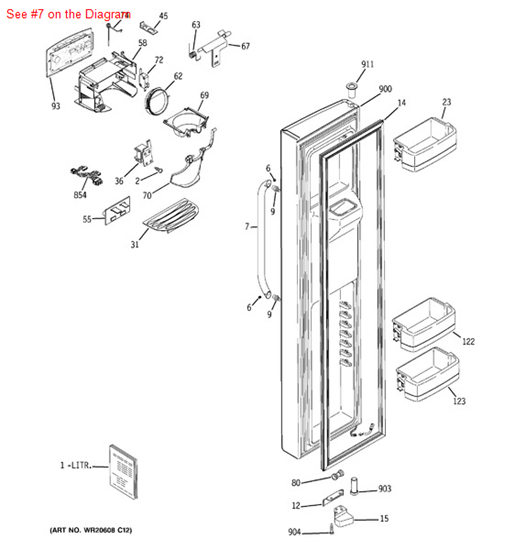 Picture of GE TUBULUR HANDLE ASM - Part# WR12X10907