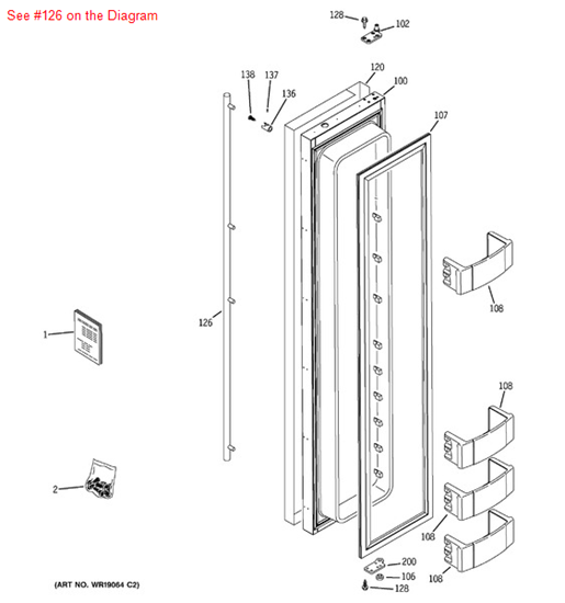 Picture of GE TUBULAR SS HANDLE ASM - Part# WR12X10949