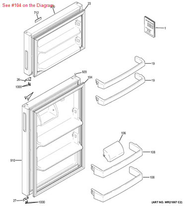 Picture of GE FF DOOR GASKET - Part# WR14X21148