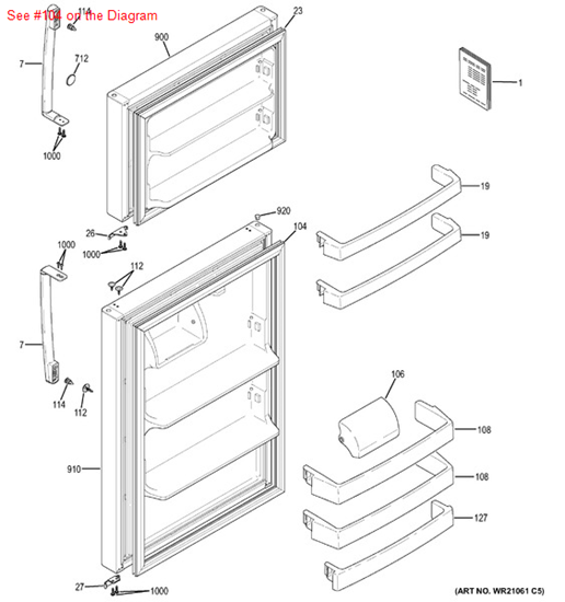 Picture of GE GASKET DOOR FF - Part# WR14X22910