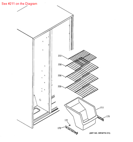 Picture of GE BASKET SLIDEOUT FZ - Part# WR21X10015