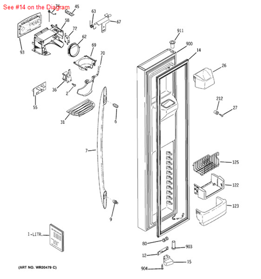 Picture of GE GASKET FZ DOOR WH - Part# WR24X10168
