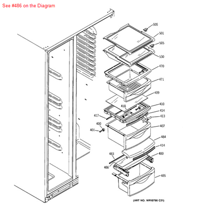 Picture of GE COVER PAN GLASS - Part# WR32X10155