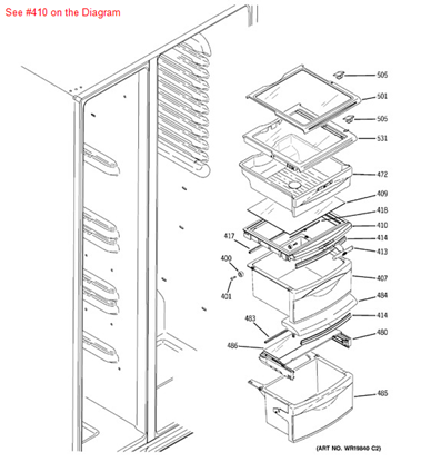 Picture of GE COVER MIDDLE PAN - Part# WR32X10184