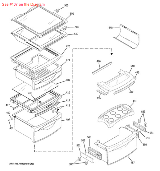 Picture of GE PAN MIDDLE CHILL ASM - Part# WR32X10572