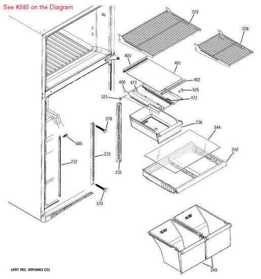 Picture of GE General Electric Hotpoint RCA Sears Kenmore Refrigerator CRISPER DRAWER PAN - Part# WR32X10846