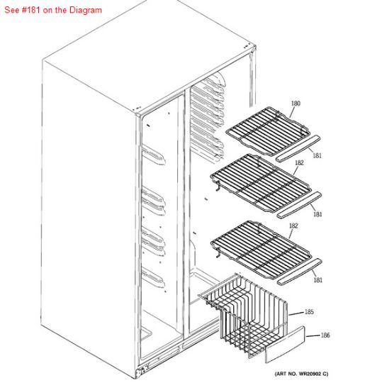 Picture of GE TRIM SHELF FZ - Part# WR38X10456